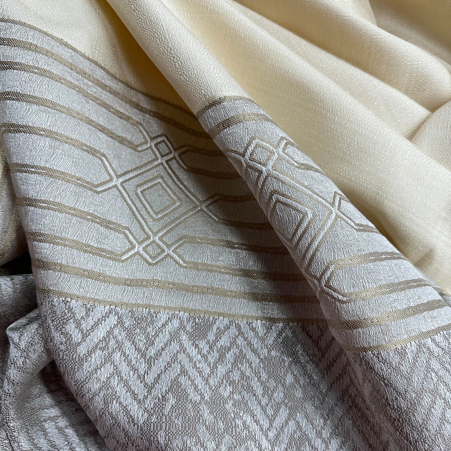 Curtain Panels Stylish Modern Living Room Cream Gray Striped