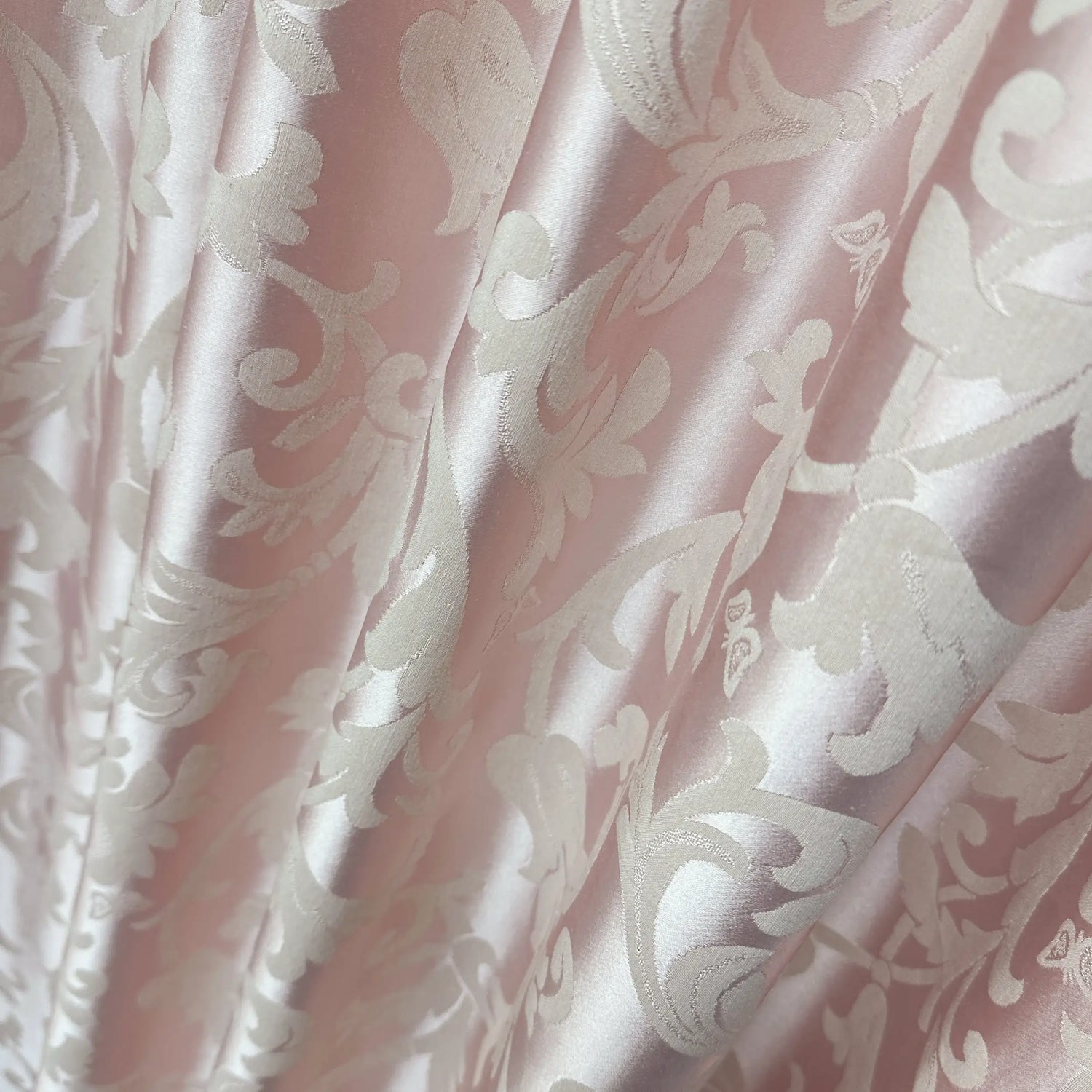 Drapery Curtain Custom Soft Pink Floral from Thick Jacquard in Victorian Damask Style