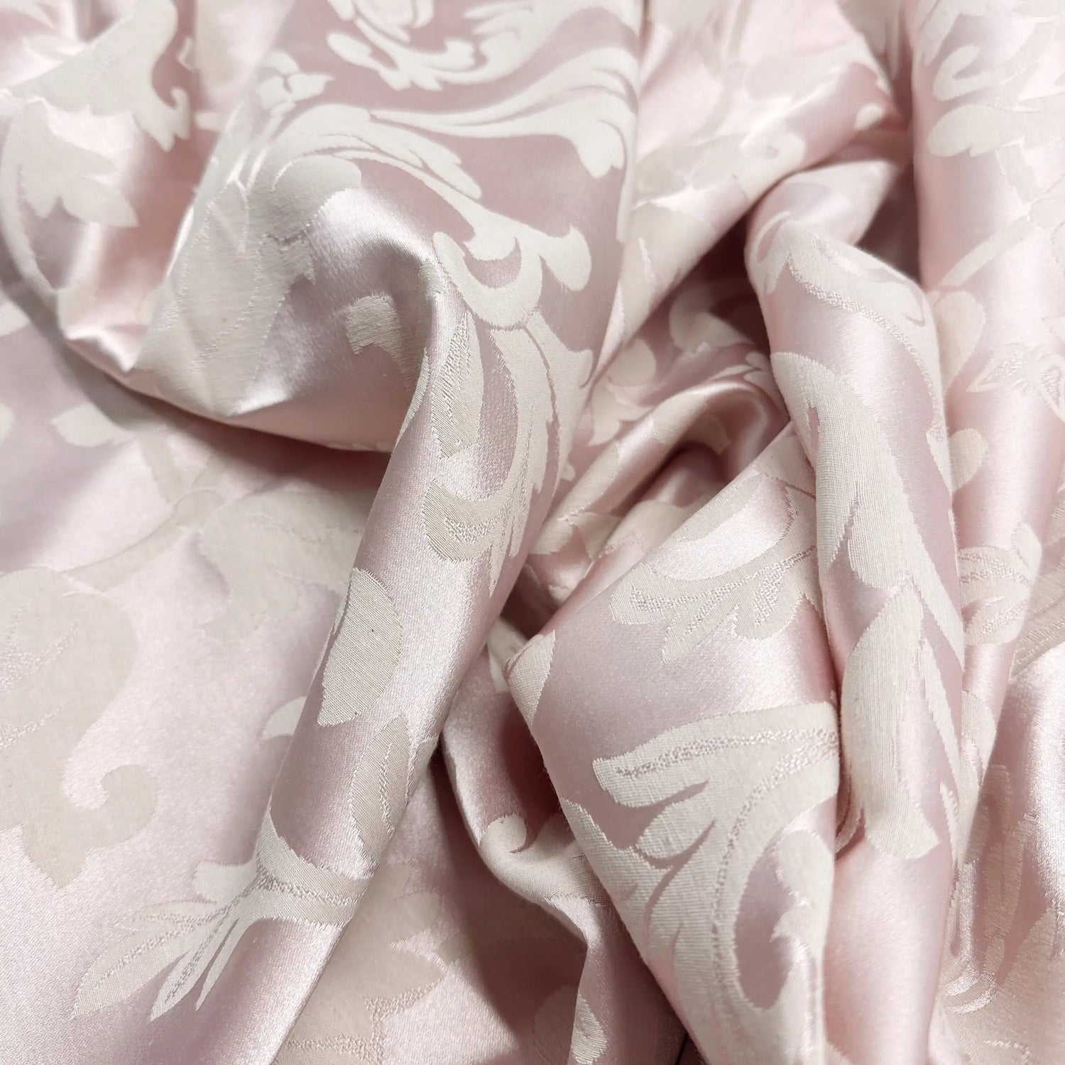 Drapery Curtain Custom Soft Pink Floral from Thick Jacquard in Victorian Damask Style