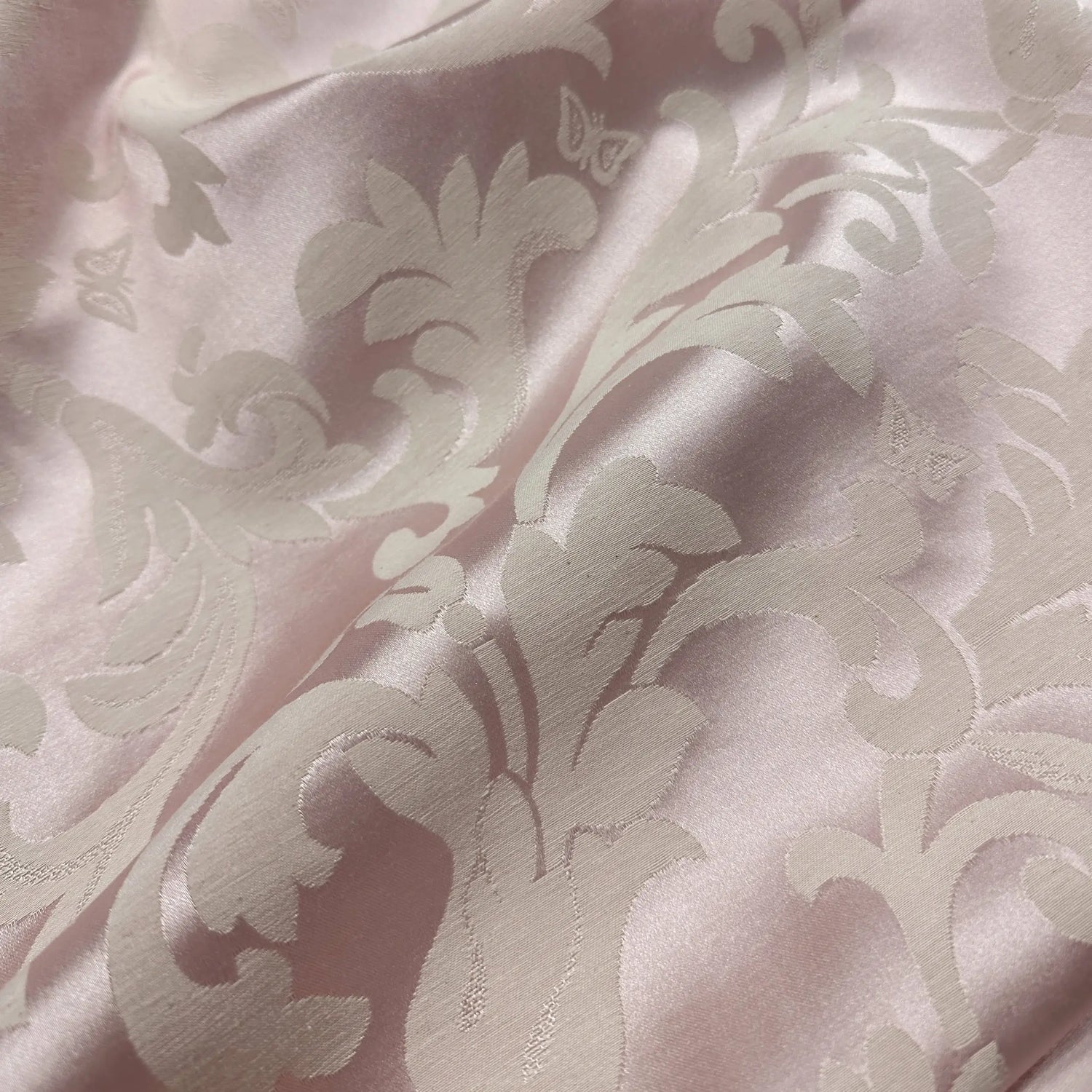 Drapery Curtain Custom Soft Pink Floral from Thick Jacquard in Victorian Damask Style