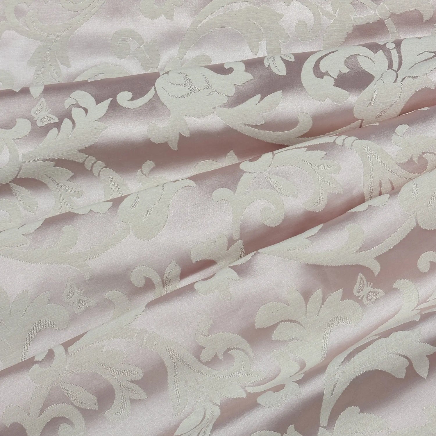 Drapery Curtain Custom Soft Pink Floral from Thick Jacquard in Victorian Damask Style