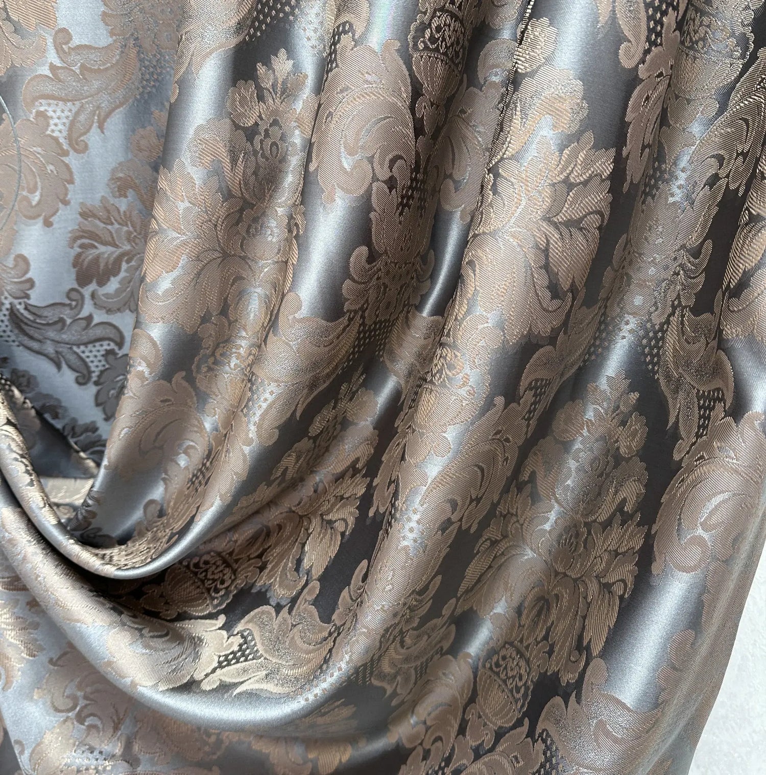 Curtains Custom Classic Patterned in Luxury Victorian Style, Gold Beige / Gray