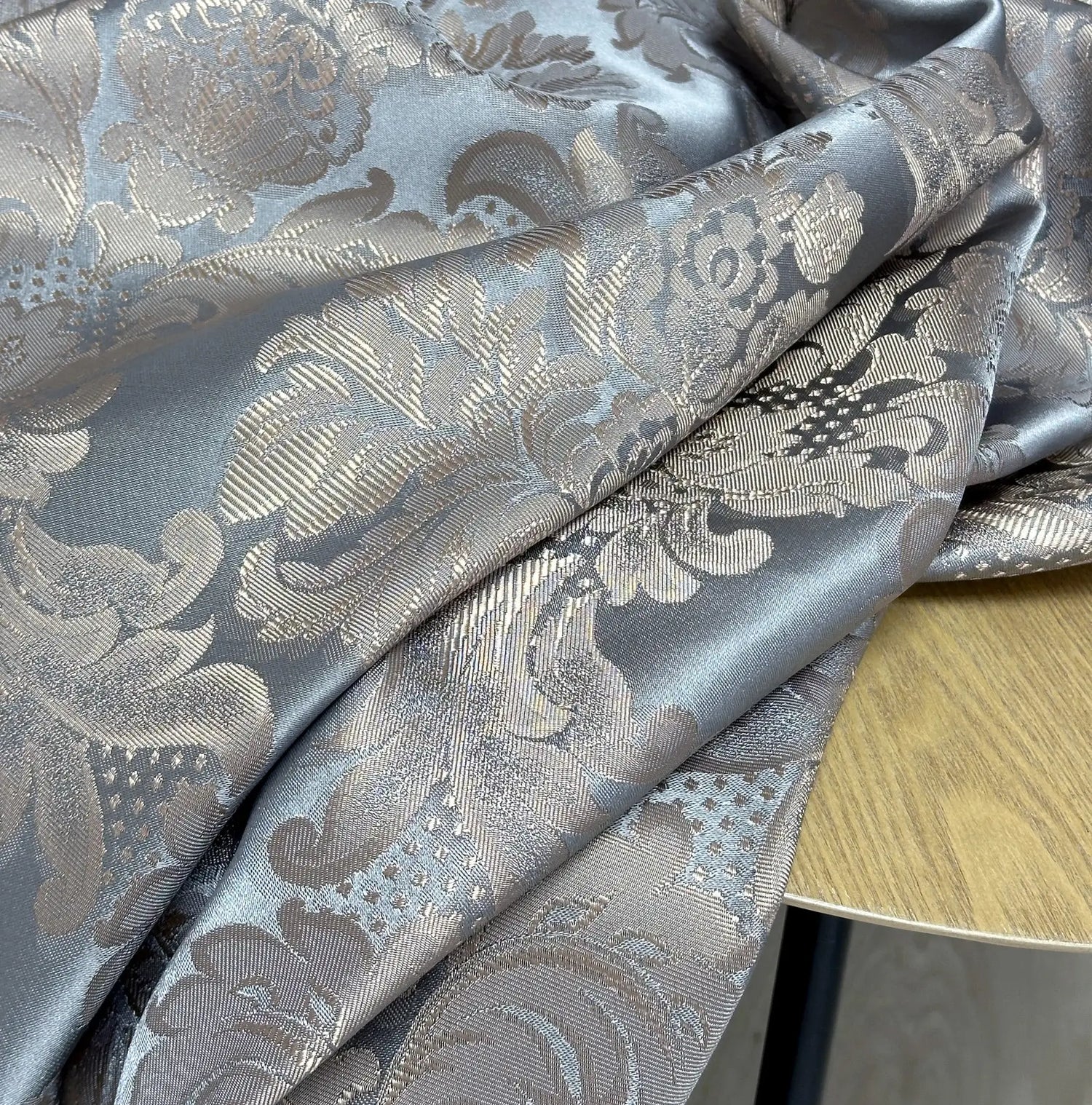 fabric for Curtains Custom Classic Patterned in Luxury Victorian Style, Gold Beige / Gray