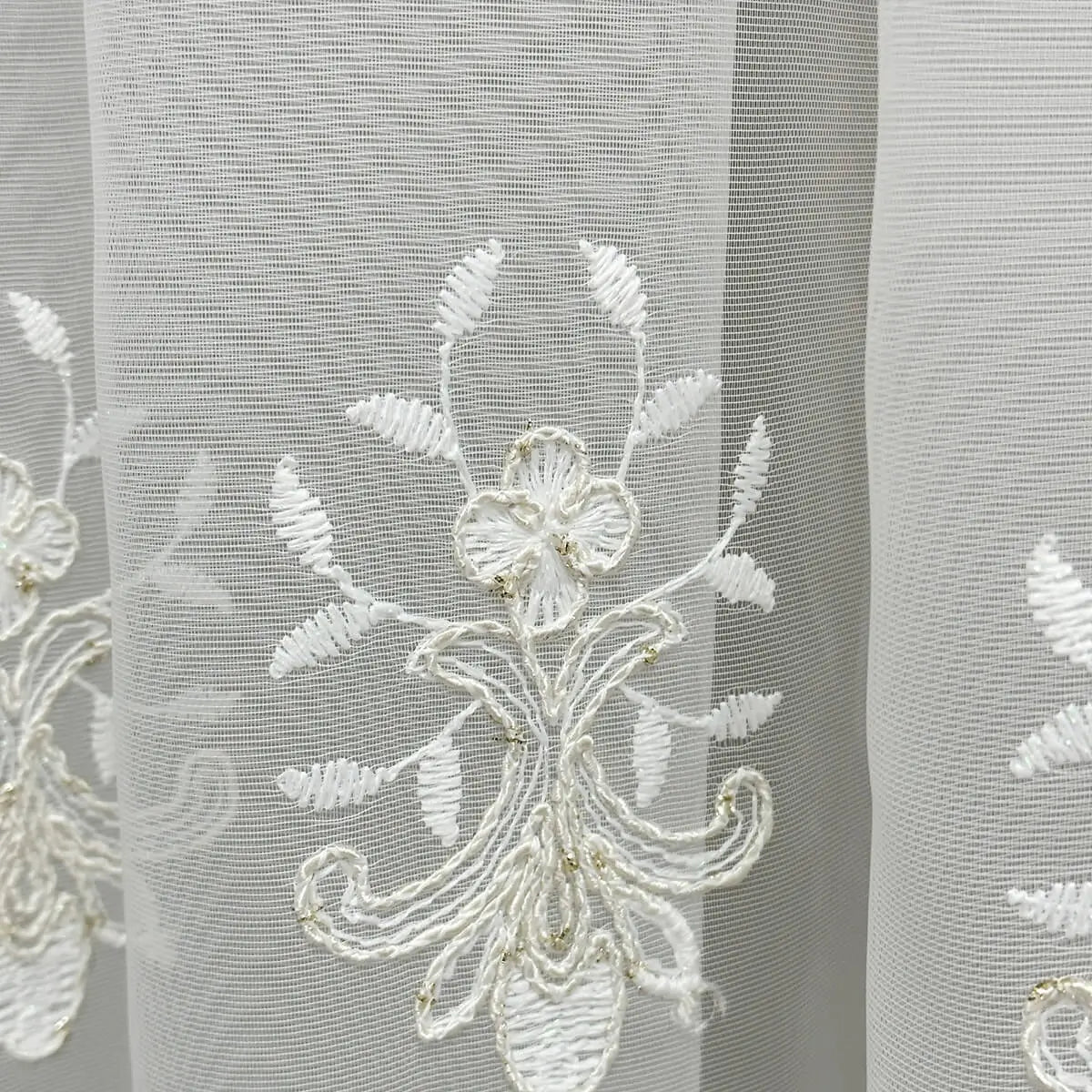 Floral Embroidered Tulle with 3D Flowers in Victorian Vintage Style