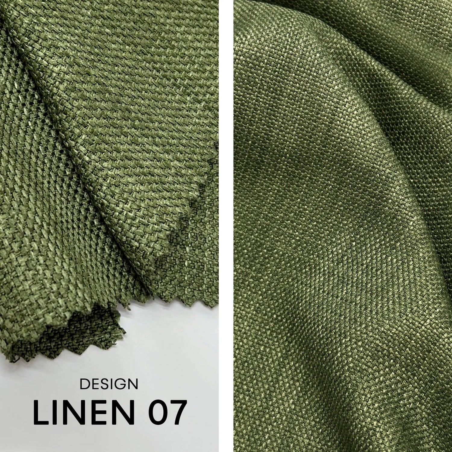 Linen fabric for Shower Curtain Panel, Fern Green Color, Heavy