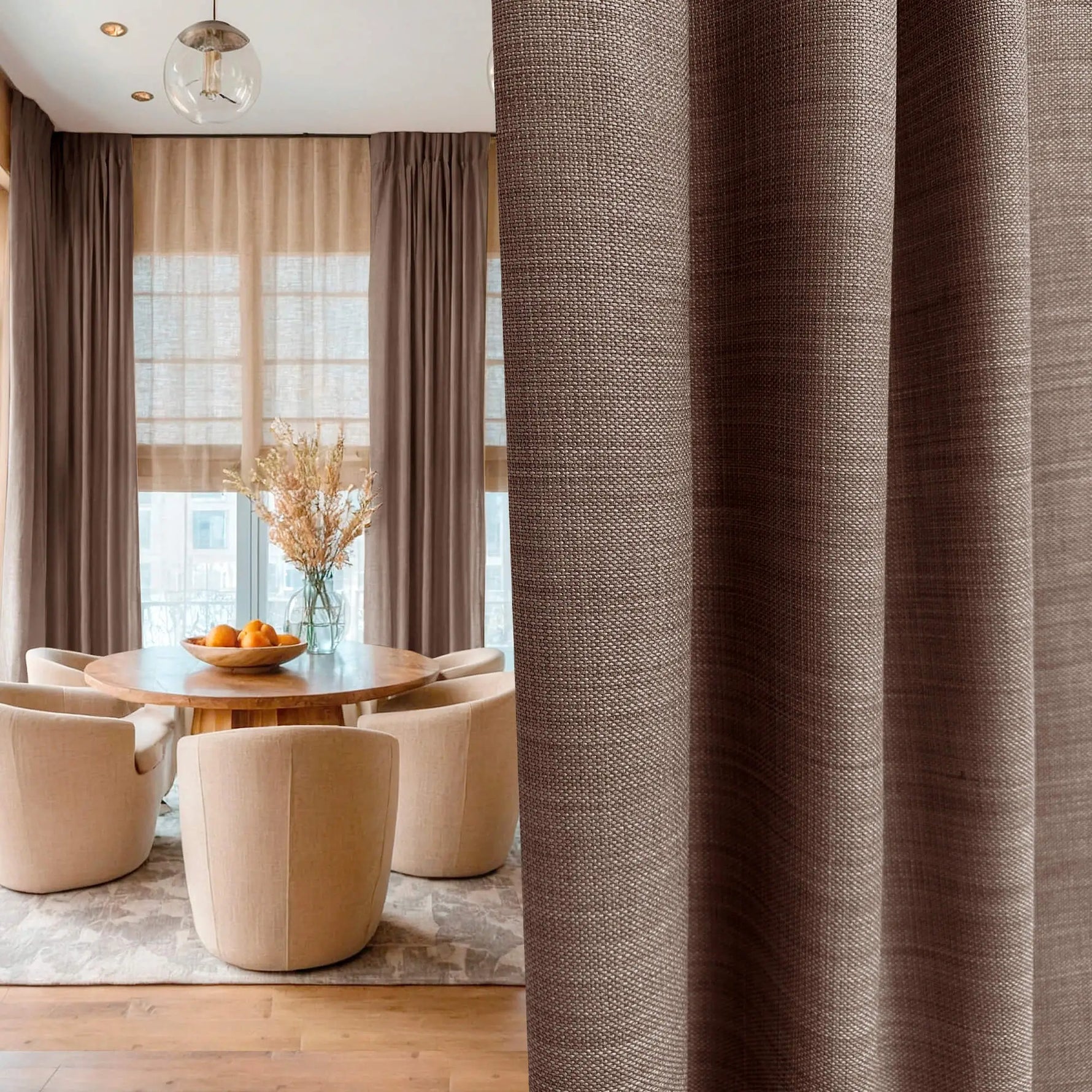 Curtains Burlap, Linen Cocoa Brown