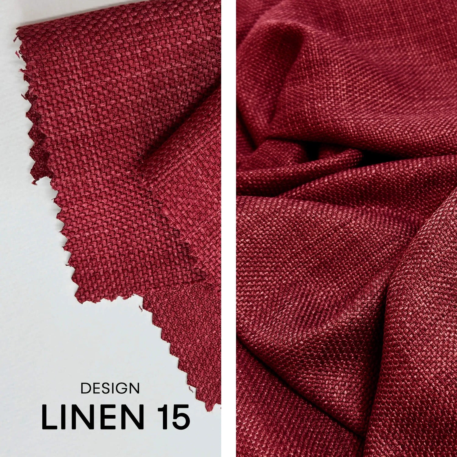 Linen fabric for Shower Curtain Panel, Deep Red, Heavy