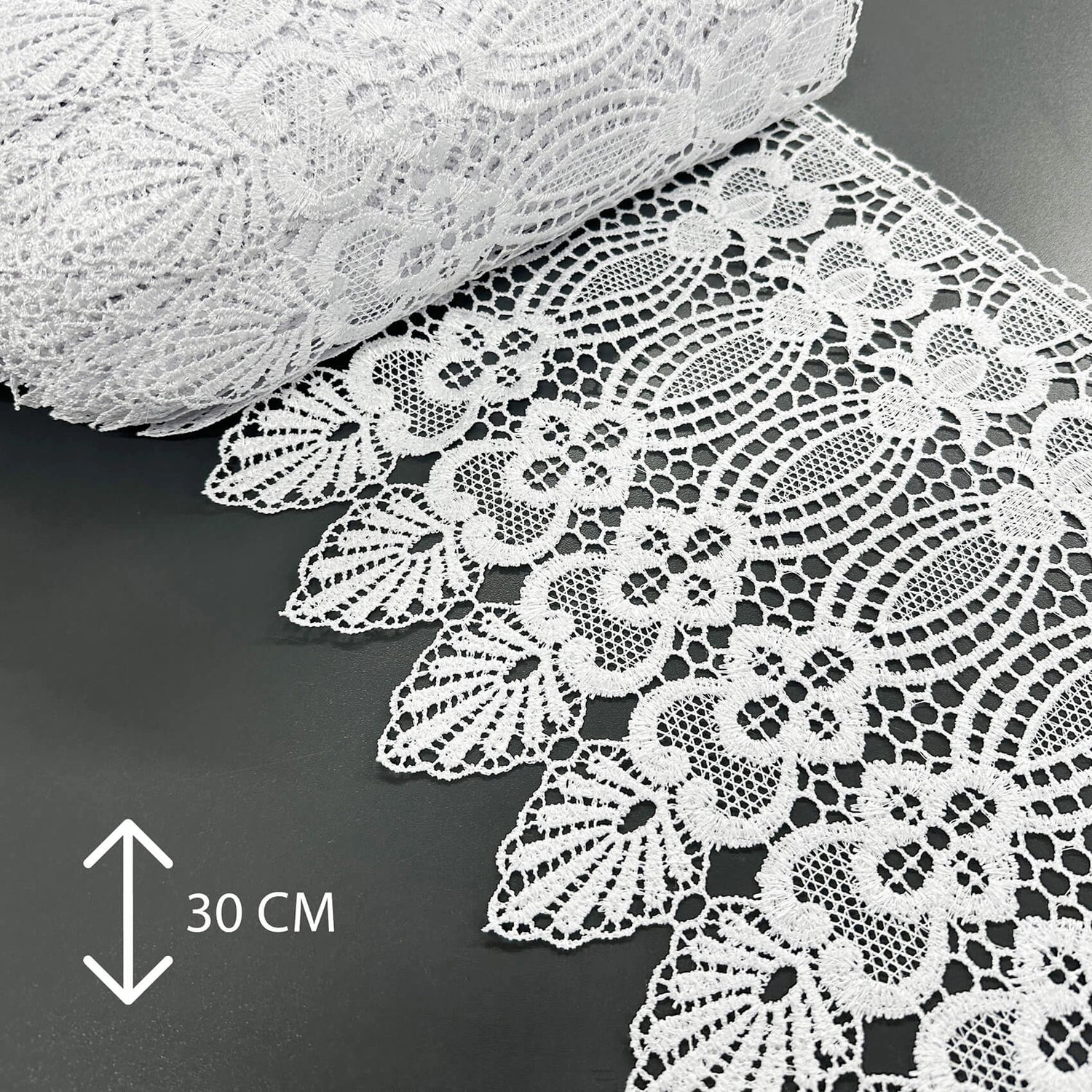 Lace Trim Scalloped White