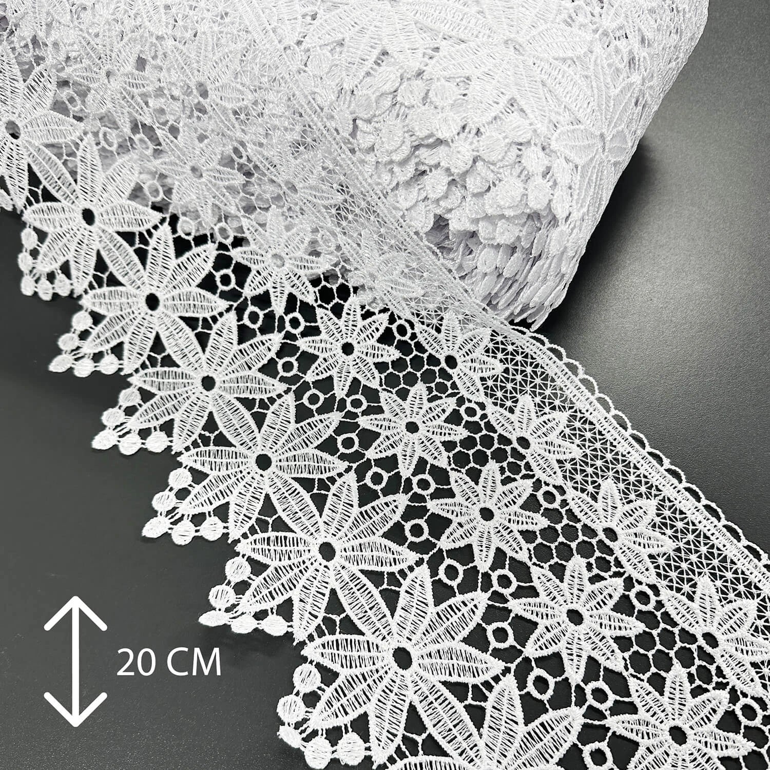 Lace Trim Floral Scalloped White