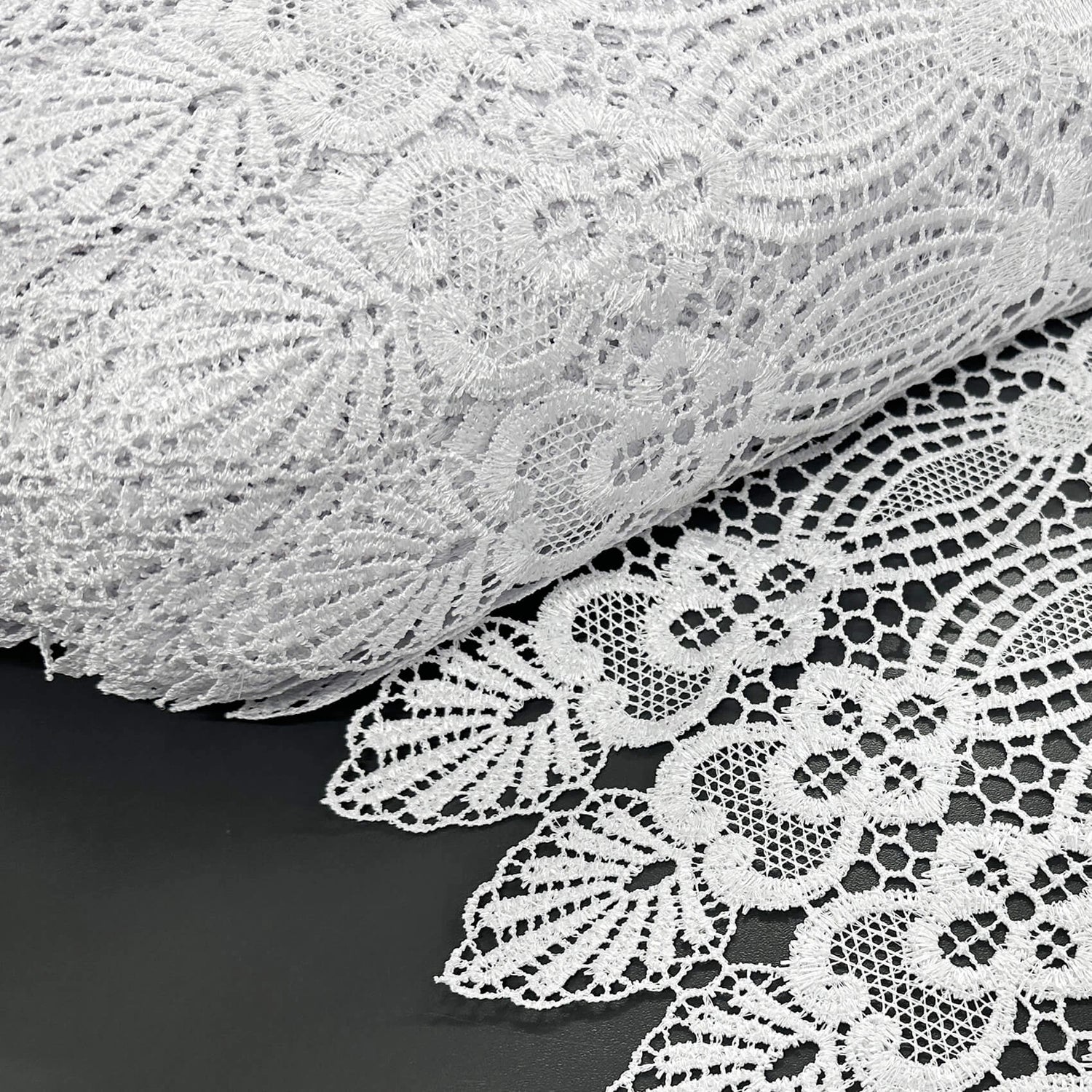 Lace Trim Scalloped White