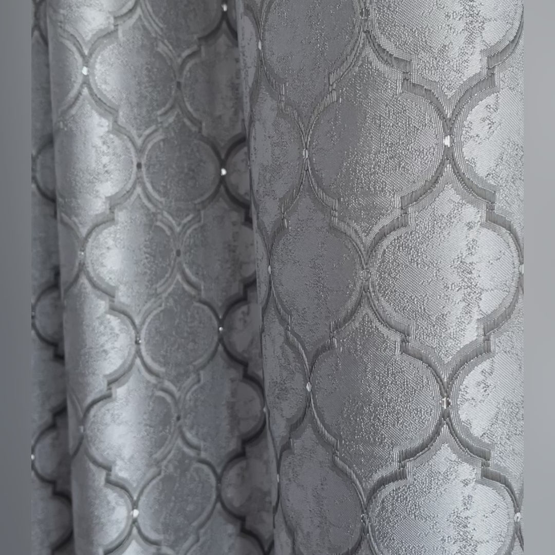 Curtain Panels Silver Gray, Elegant Custom Made in Art Deco Style