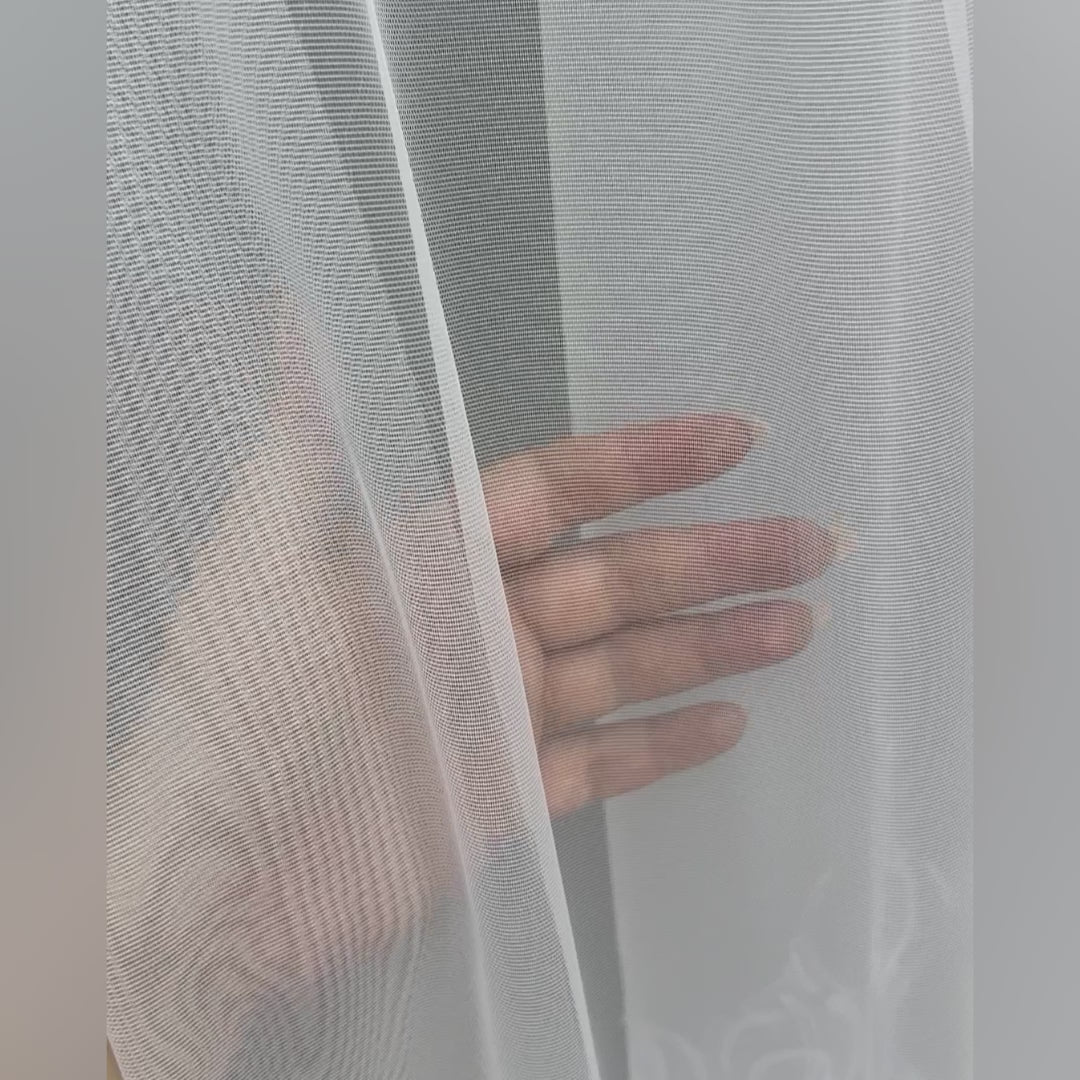 Lace Tulle Curtains Elegant Classic, Custom Made, Modern White Curl Embroidered