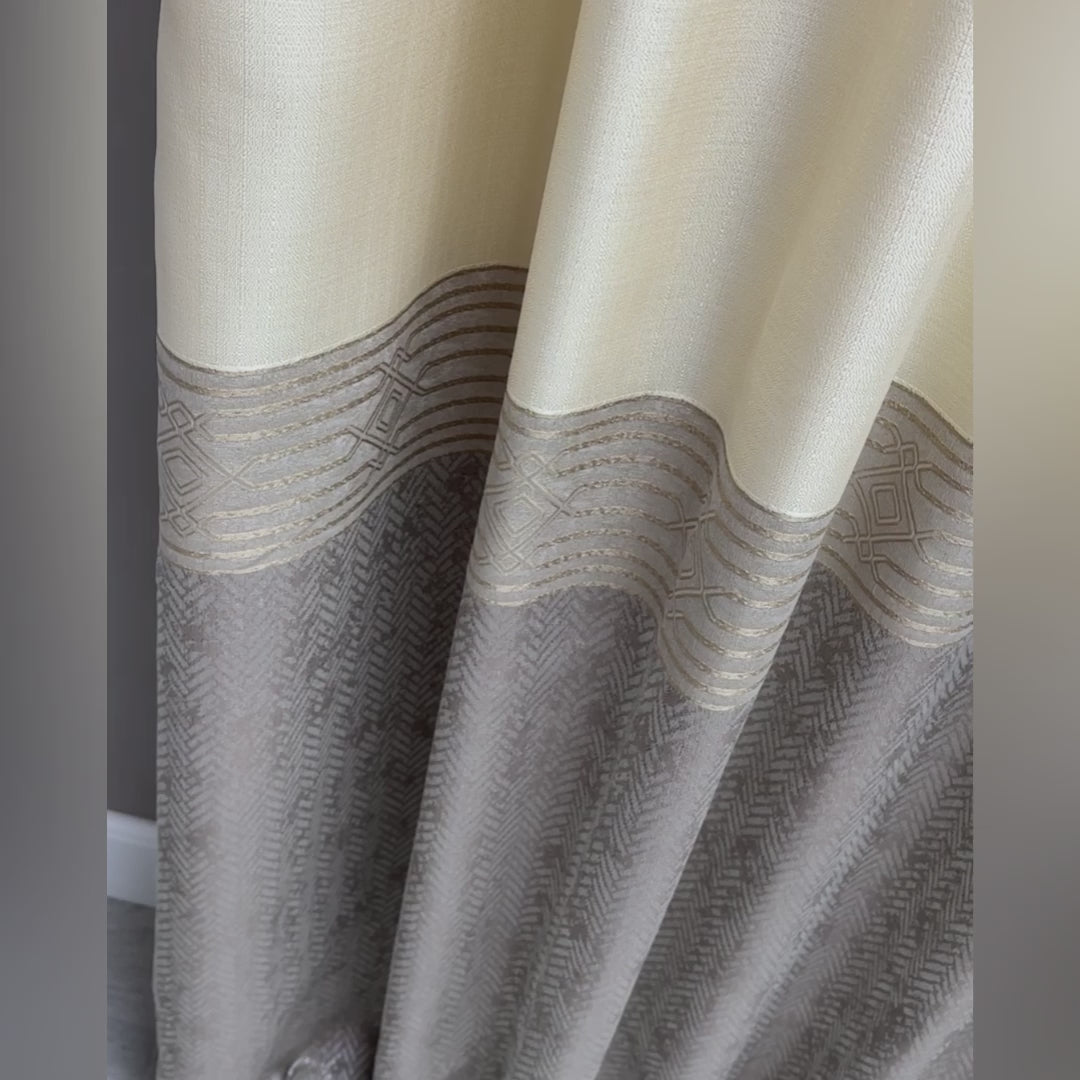 Curtain Panels Stylish Modern Living Room Cream Gray Striped