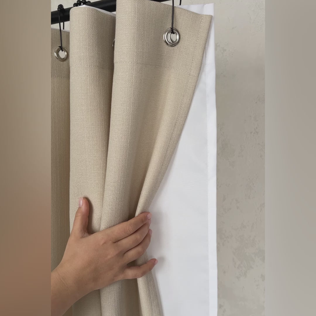 Linen Shower Curtain Panel With Grommets (Eylets)