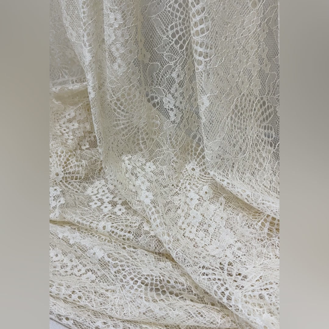 Sheer Curtains from French Lace in Cream color, Retro Vintage Style