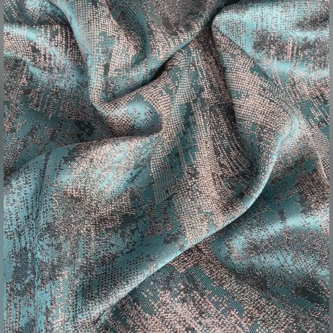Jacquard Drapery Curtain Modern Turquoise, Abstract Patterned