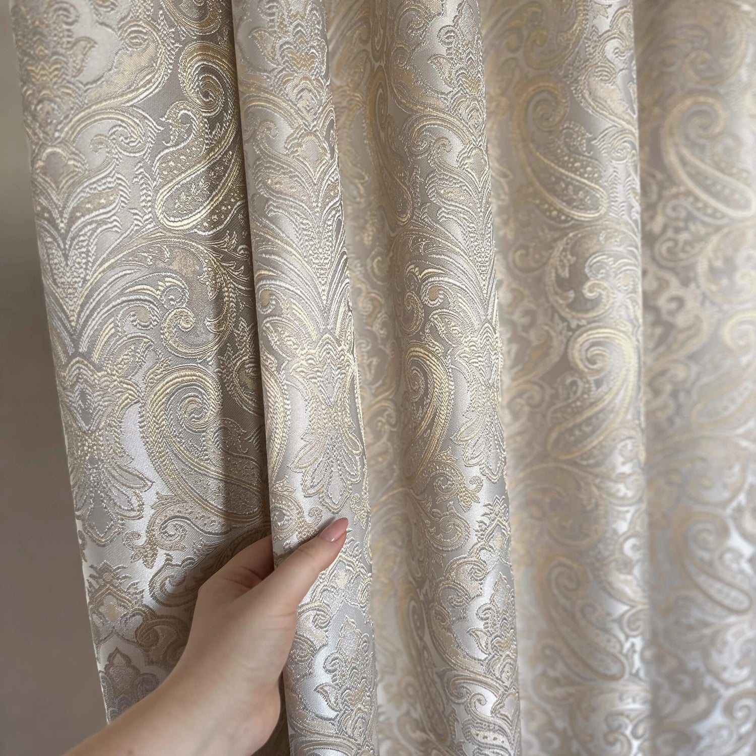 Paisley Curtains Off White Jacquard