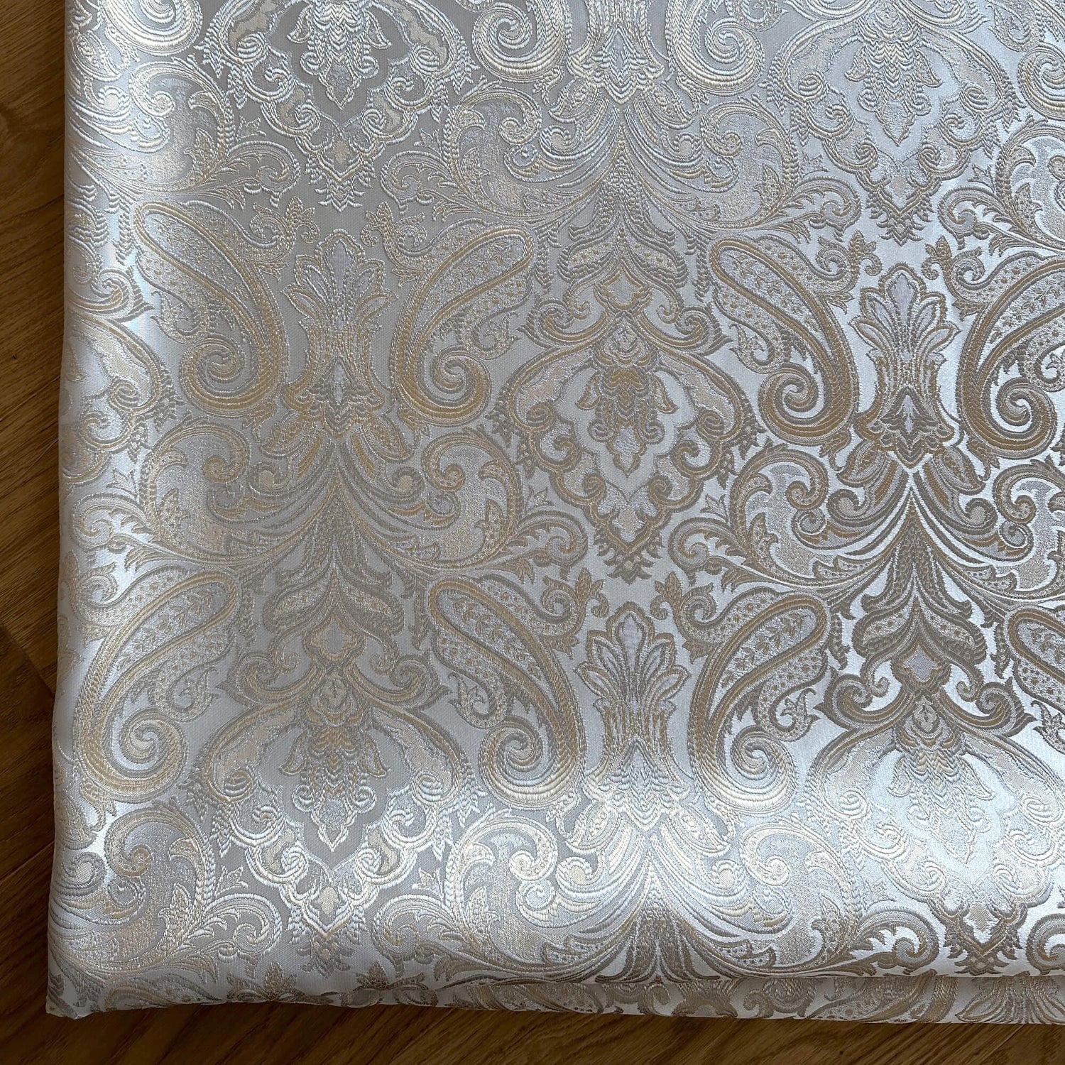 Paisley Curtains fabric  Off White Jacquard