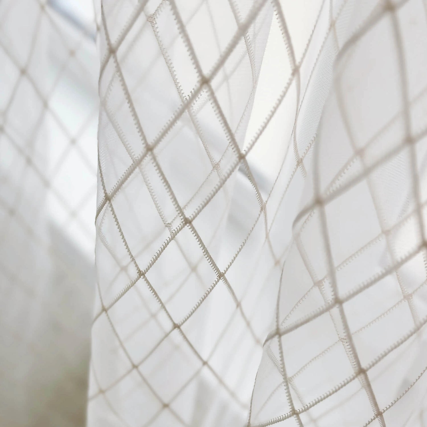 Lace Curtain with Geometric Pattern, Custom Made Voile Bedroom Tulle
