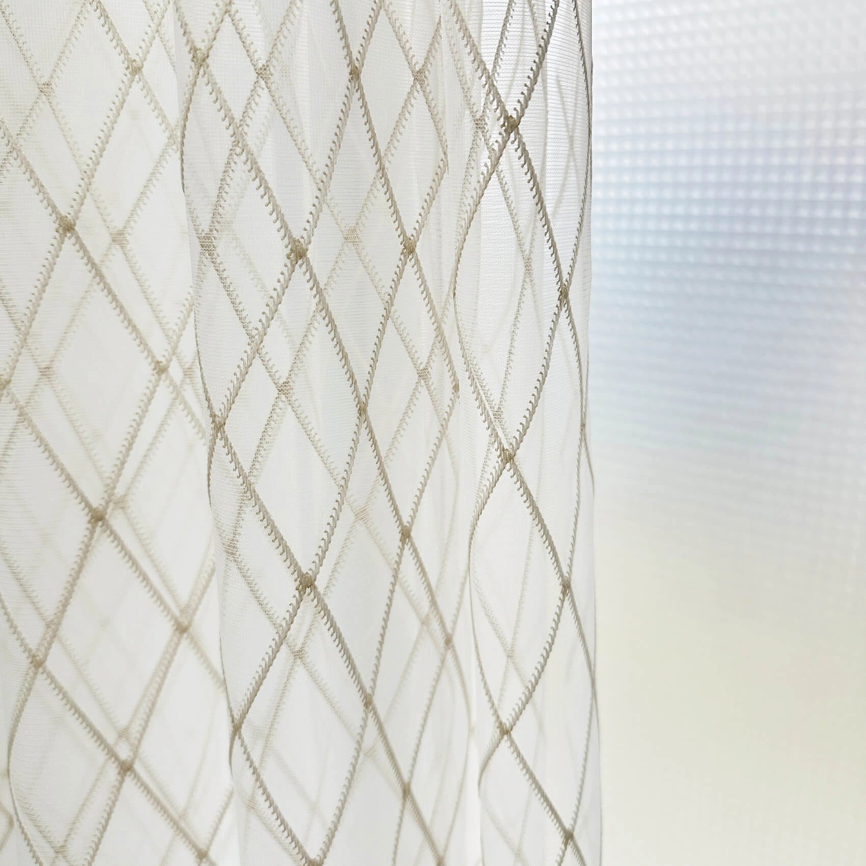 Lace Curtain with Geometric Pattern, Custom Made Voile Bedroom Tulle