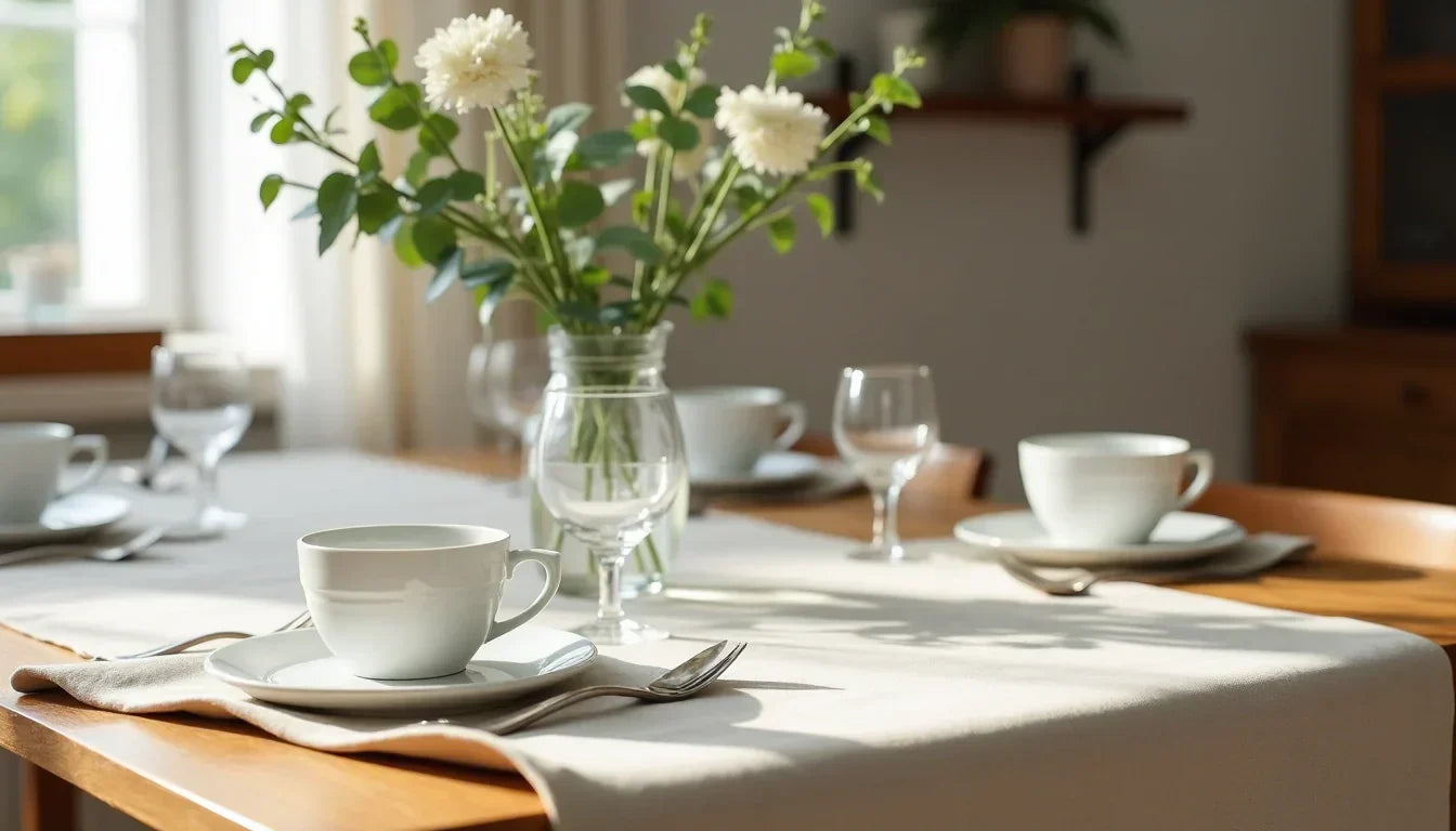 Linen tablecloth custom white