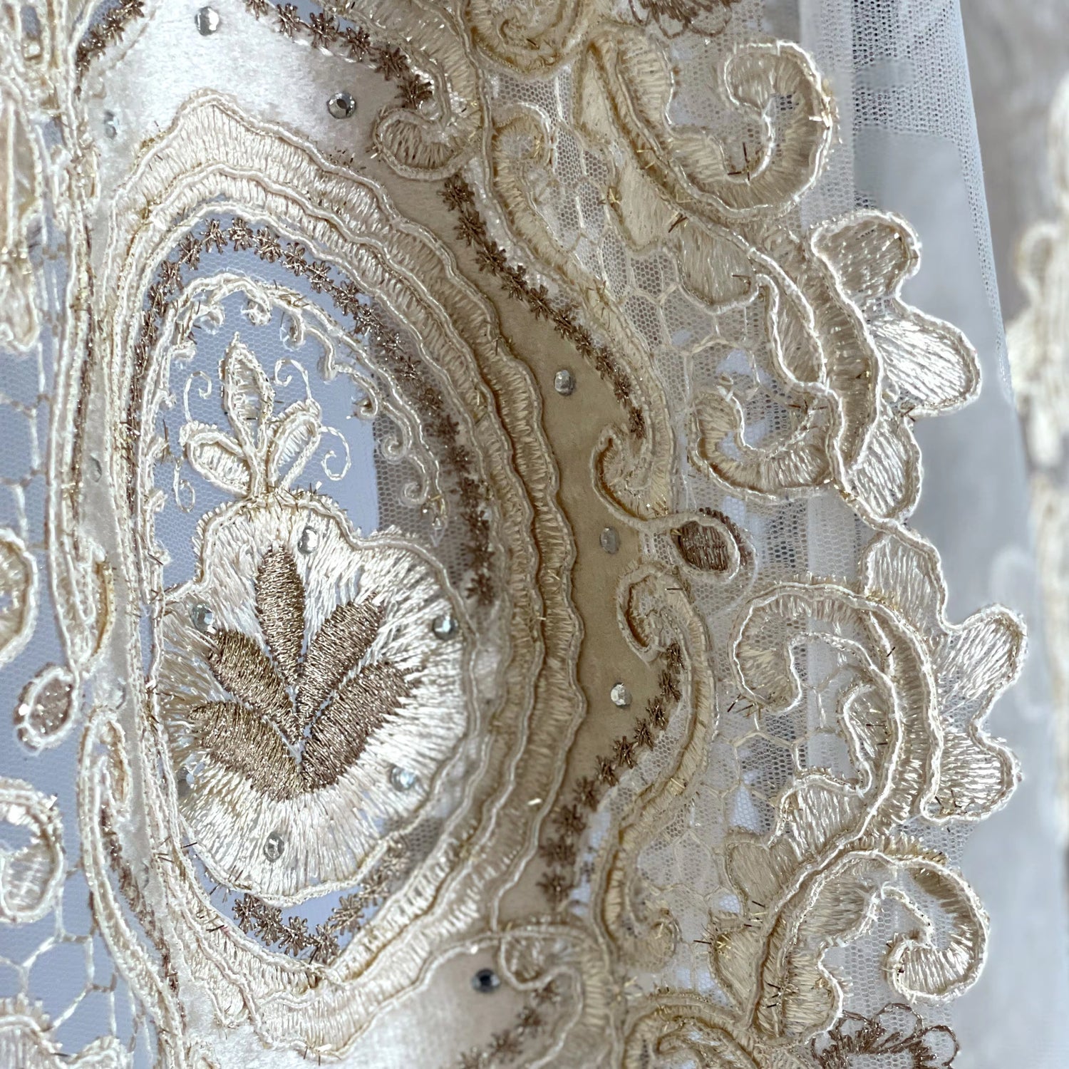 Lace Sheer Curtains Arabic with Rich Gold Embroidery