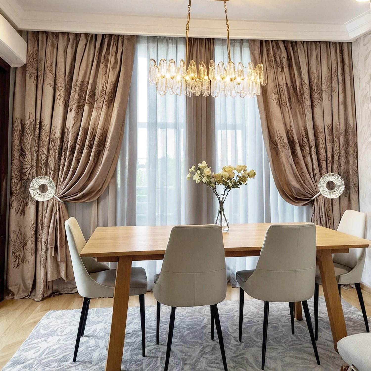 Round Luxury Curtain Holdbacks, White 