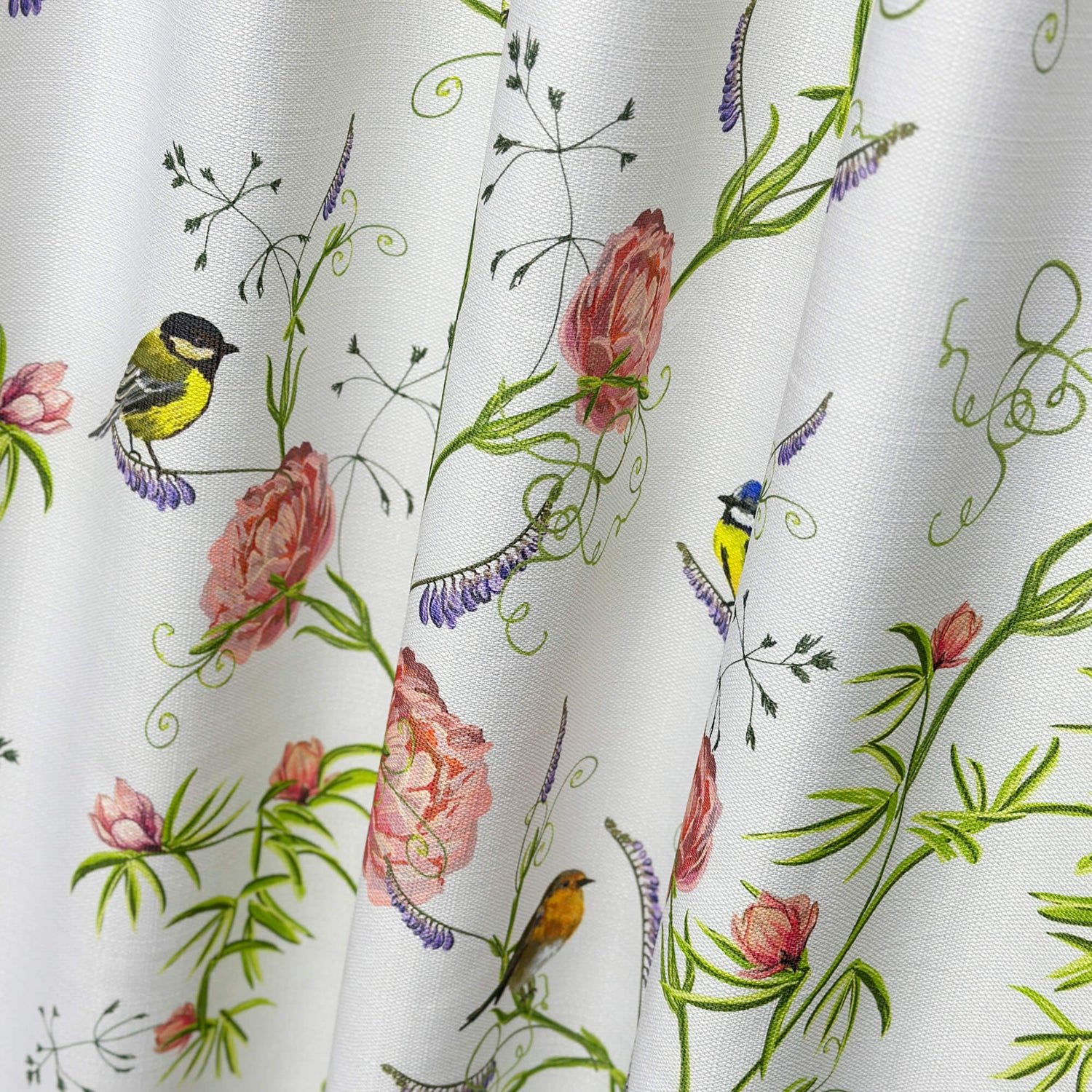 Curtains with Cute Watercolor Birds Pattern, Custom Nursery Curtain Panel