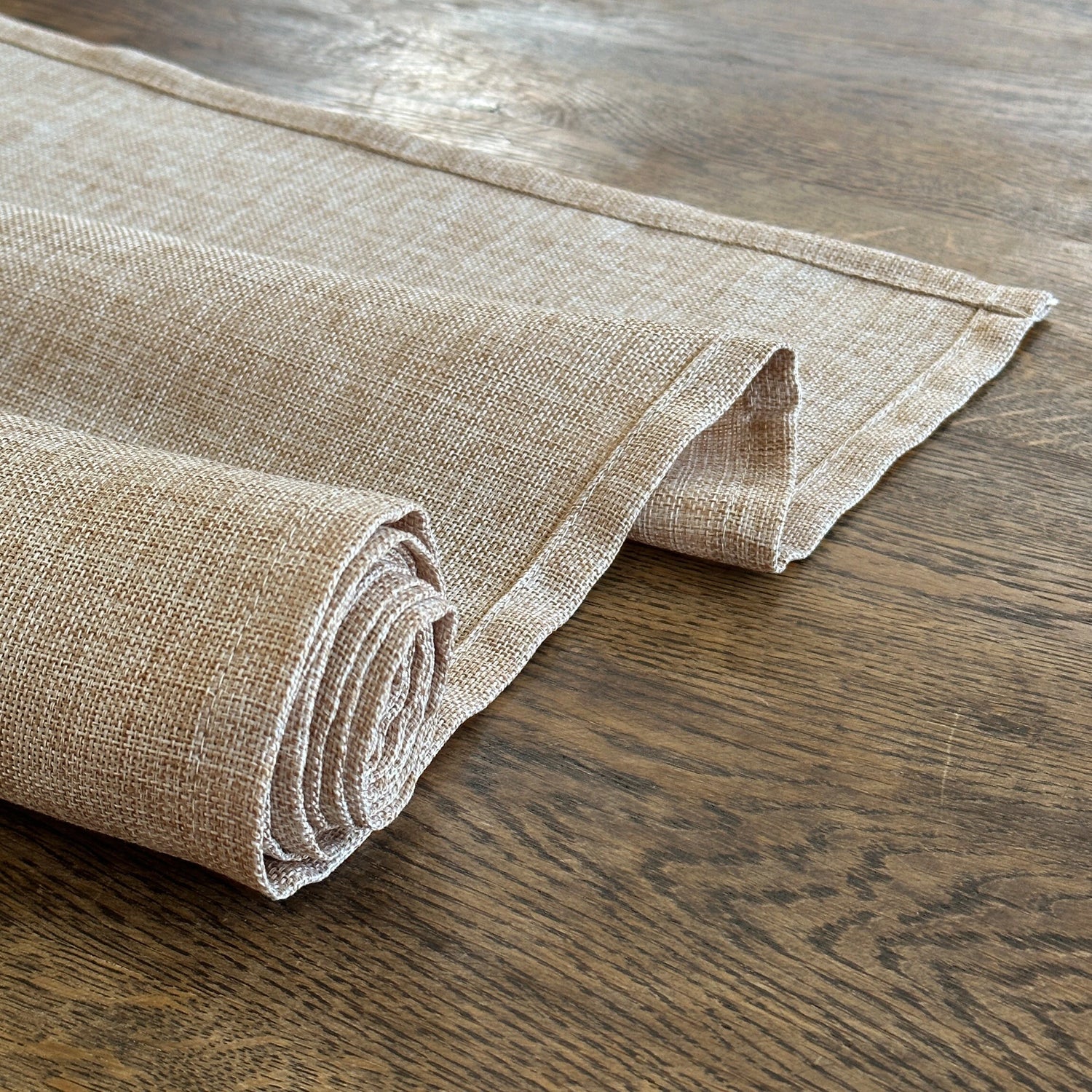 Table Runner Linen / Burlap for Dining Room Table Decor in Beige Color