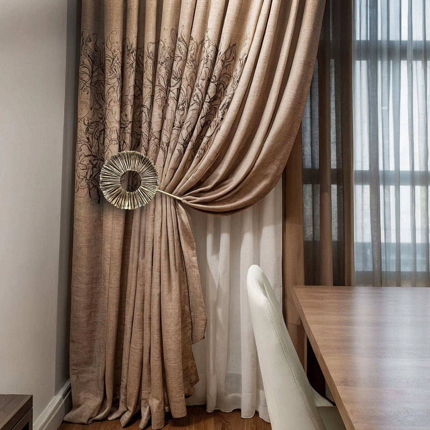 Round Luxury Curtain Holdbacks, Bronze Gold