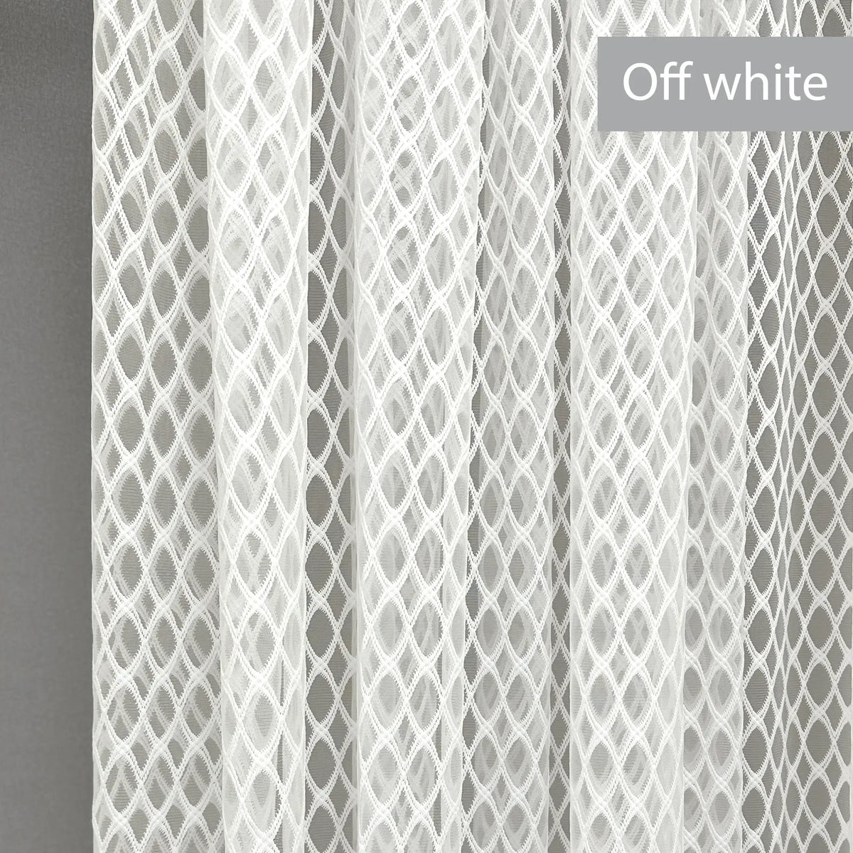 Diamond Lattice Sheer French Door Curtain – Embroidered Lace Door Sash Panel with Top & Bottom Rod Pockets