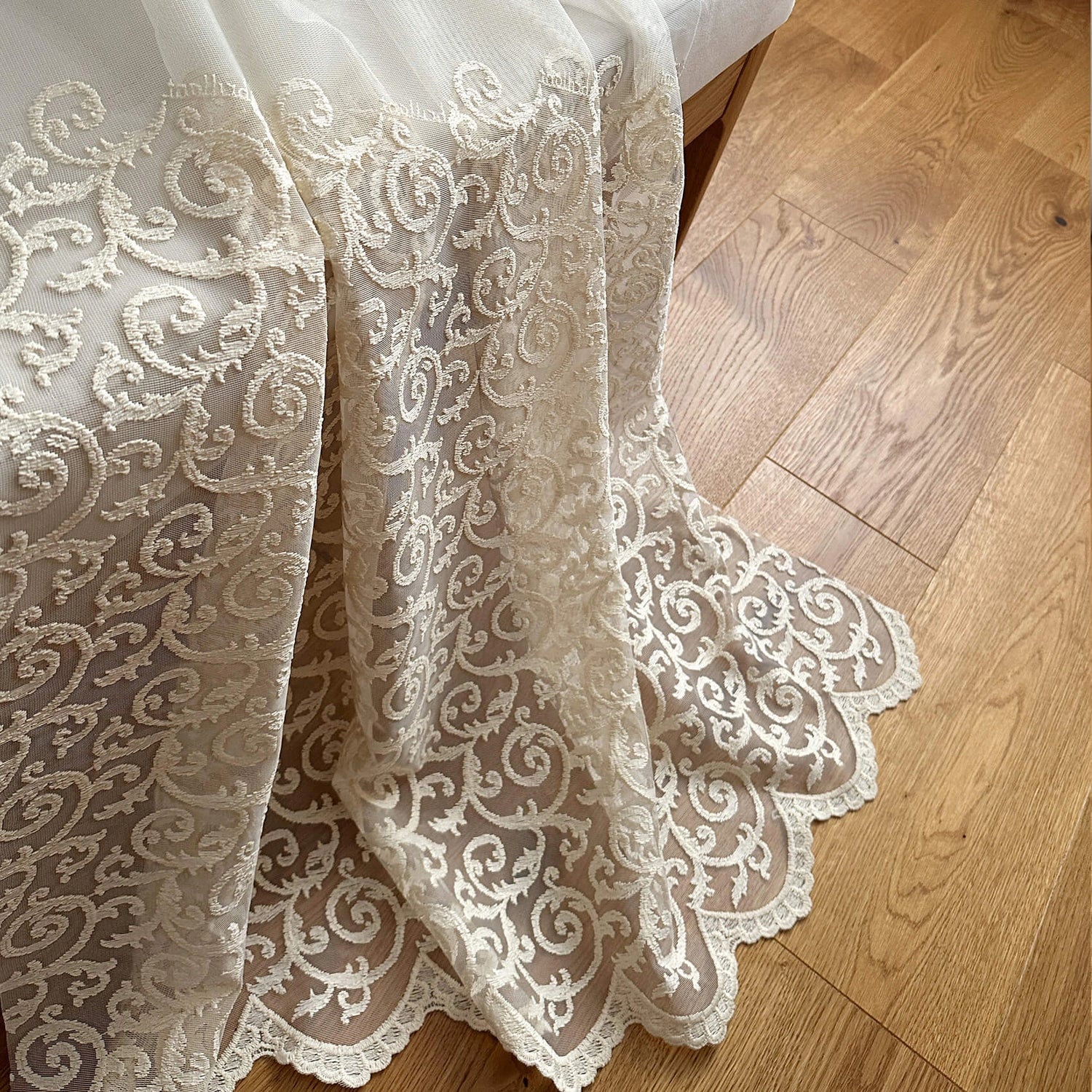 Lace Sheer Curtains with Floral Curl