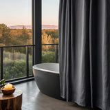 Linen Shower Curtain Panel With Grommets (Eylets), Dark Gray, Heavy