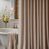 Linen Shower Curtain Panel Waterproof With Grommets (Eylets), Beige, Heavy