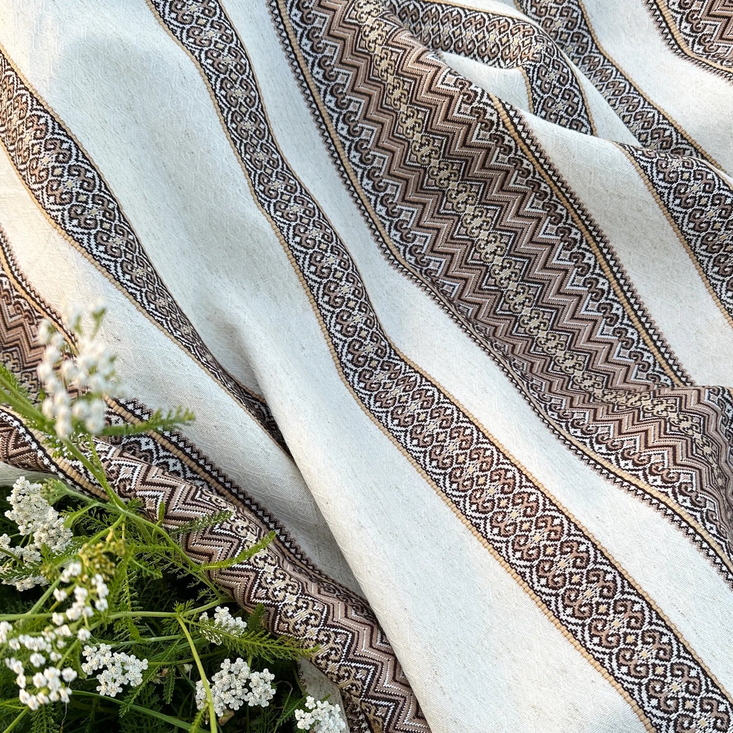 Ukrainian Linen Tablecloth with Vintage Embroidery - Rustic Ethnic Decor