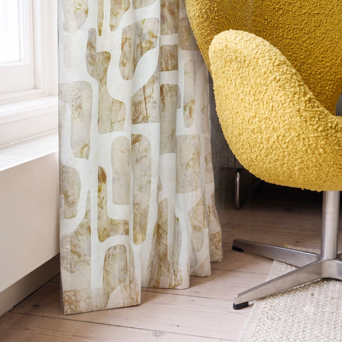 Stylish Beige Stone Curtains with Abstract Patterns for Modern Homes