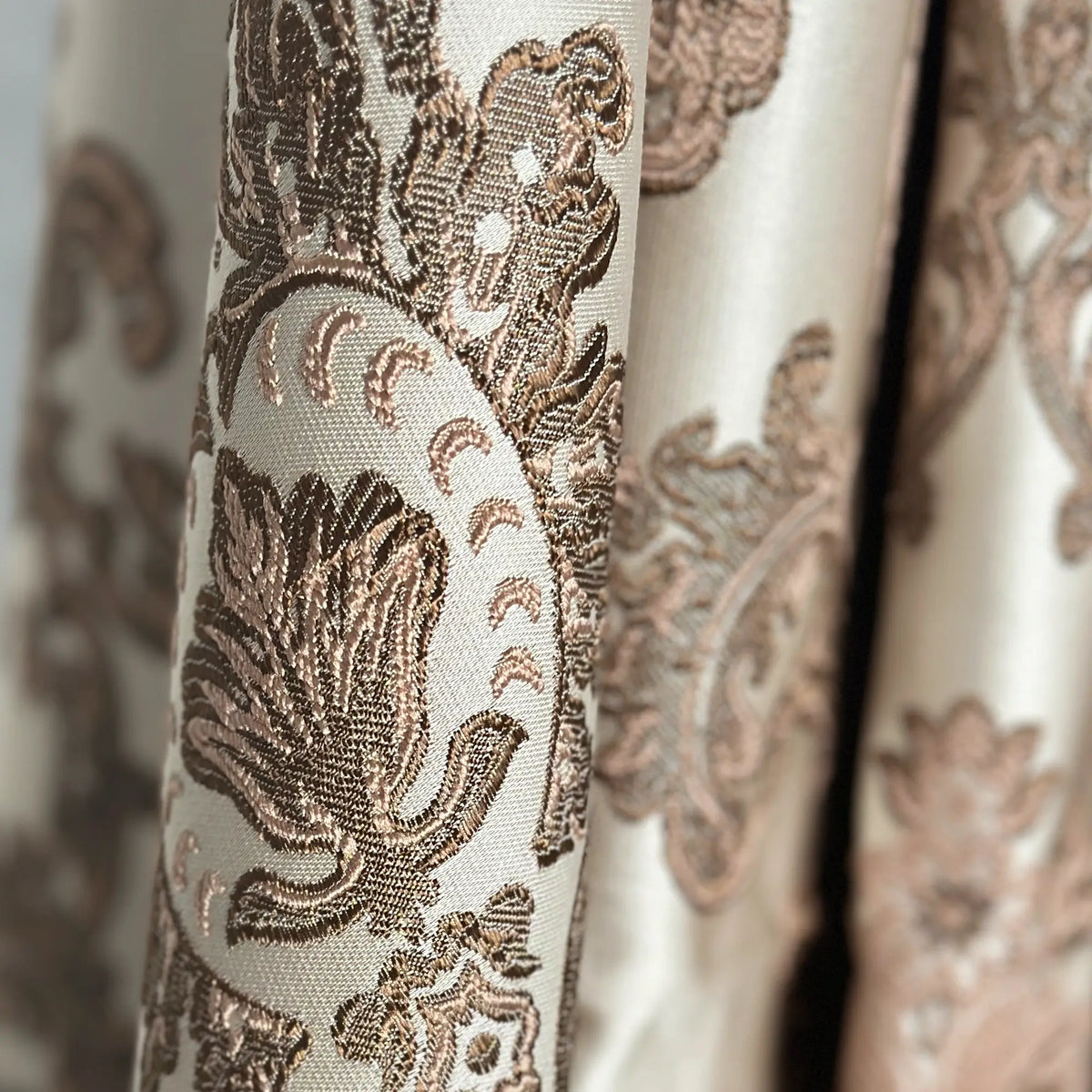 Elegant Toscana Damask Drapery - Custom Luxury Curtains for Living Room