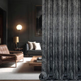 Modern gray jacquard curtains with abstract textured pattern and luxury fabric
