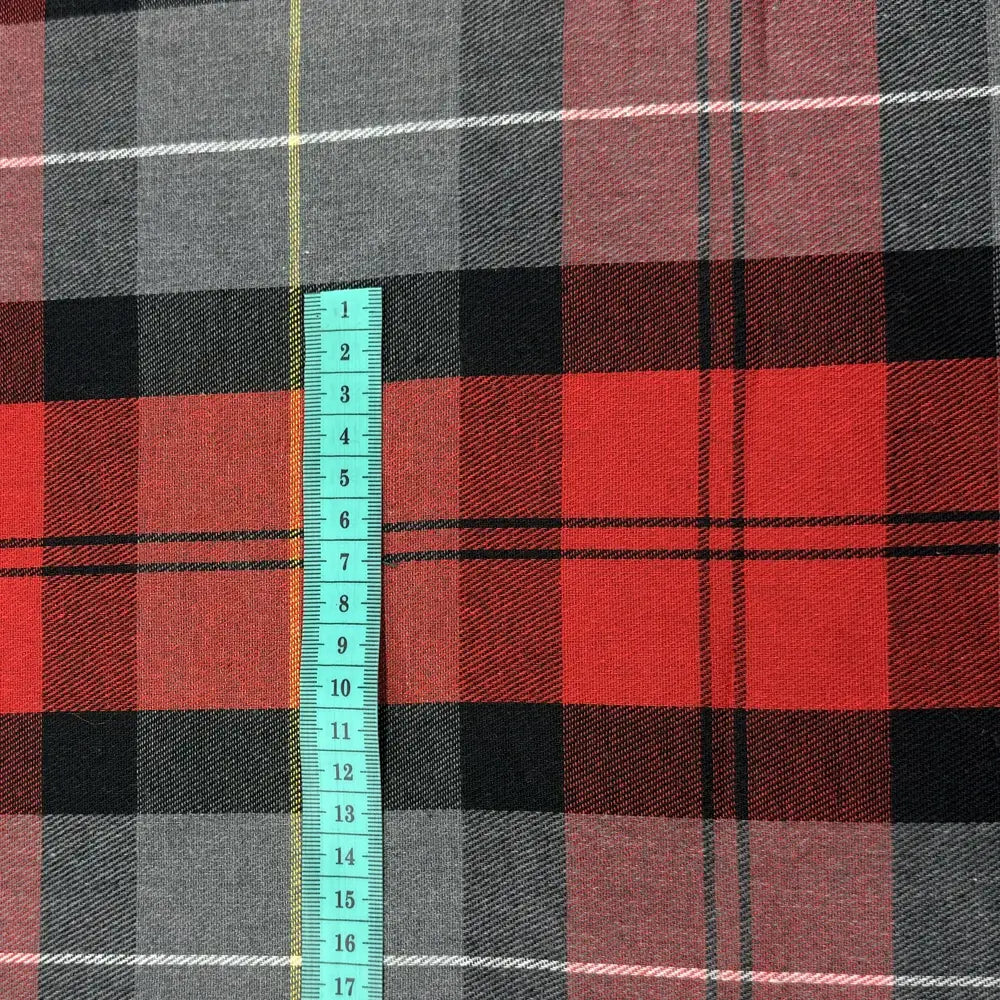 Red Plaid French Door Curtain – Tartan Check Door Sash Curtain with Top & Bottom Rod Pockets