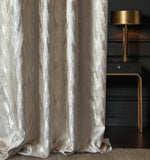 Jacquard Curtains Panel in Art Deco Style, Beige Patterned 