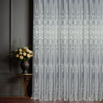 Sheer Curtains with Volume Thread, Luxury Floral  Embroidered in Victorian Style