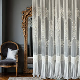 Victorian embroidered lace tulle curtains with sheer fabric and neoclassical design