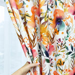 Curtains with Watercolor Vivid Orange Floral Pattern