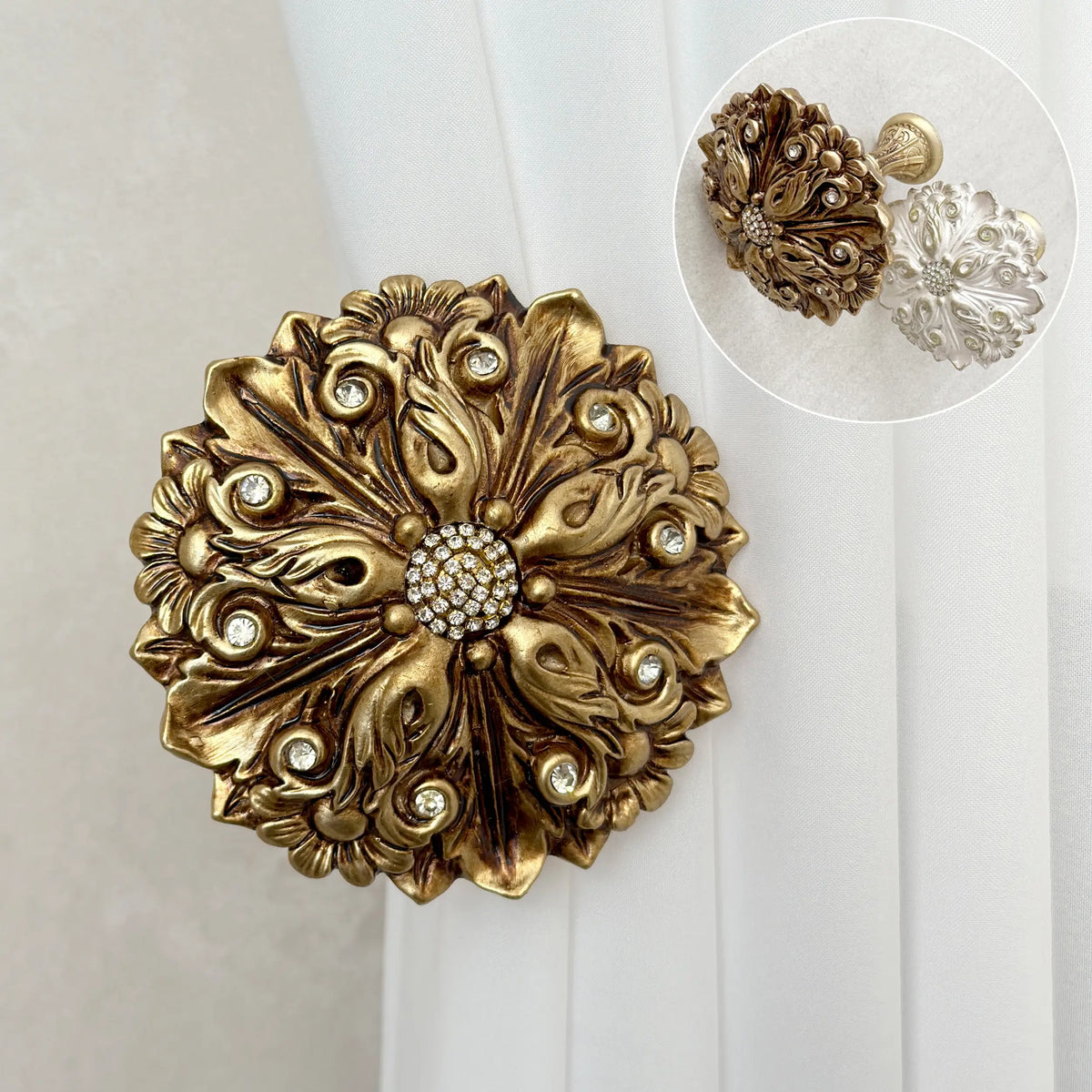 Wall Curtain Hook Round in Moroccan Style, Curtains Drape Tie Back Floral