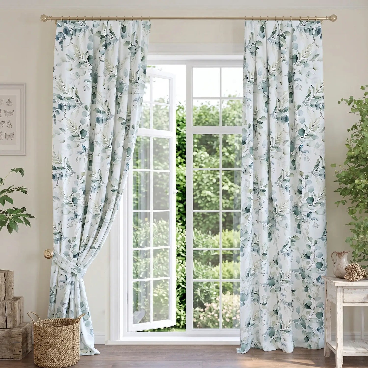 Curtains with Modern Leaf Floral Pattern for Bedroom