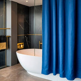 Linen Shower Curtain Panel Waterproof With Grommets (Eylets), Ultramarine Blue, Heavy