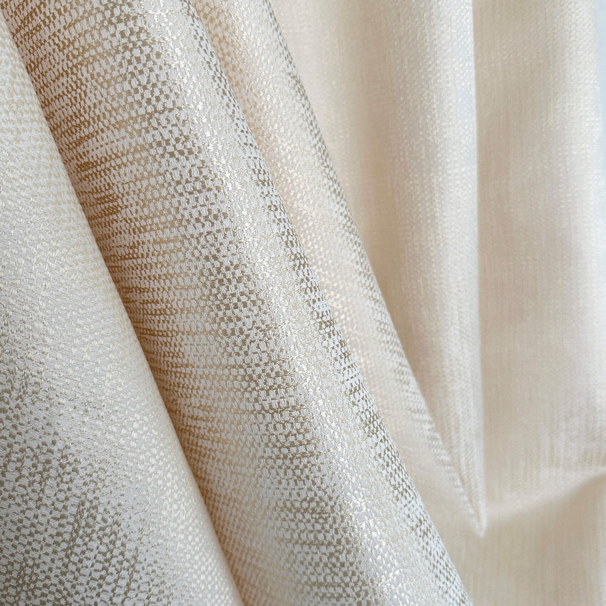 Textured Jacquard Curtains, Neutral Cream Drapery for Elegant Living Room