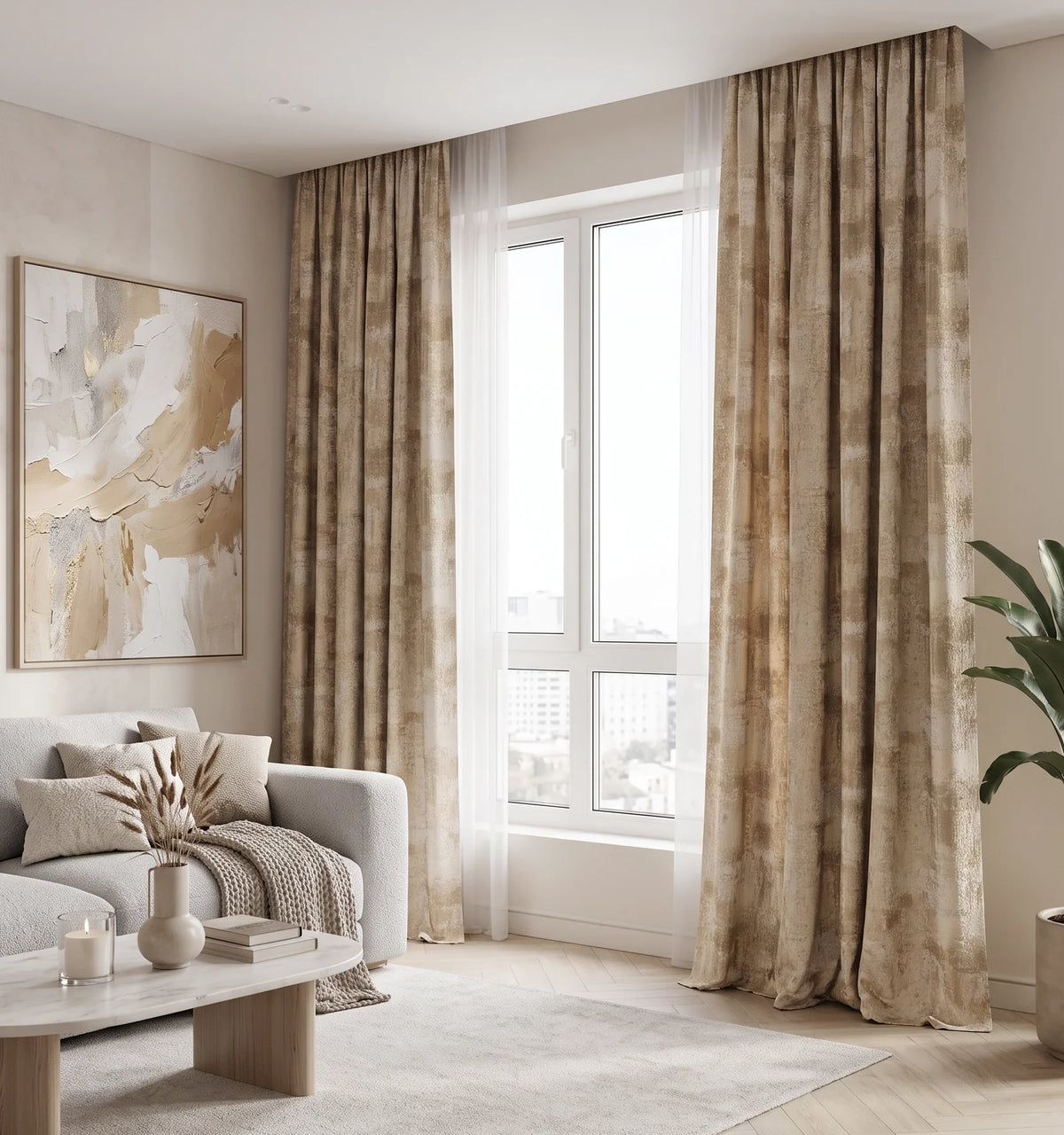 Jacquard Curtains Panel for Living Room in Art Deco Style, Modern Custom Luxury Patterned Drapes