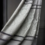 Custom Curtains Gray Striped with Damask Pattern, Luxury Bohemian Home Decor Style