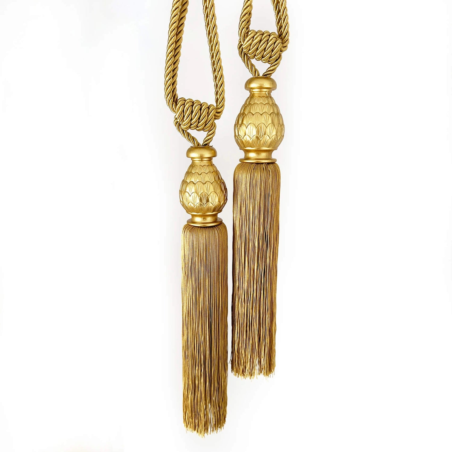 Curtain Tassels Elegant Gold Memphis Style, Set of 2 Drapery Tiebacks